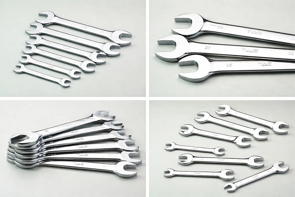 Двусторонний рожковый гаечный ключ с зеркальной полировкой