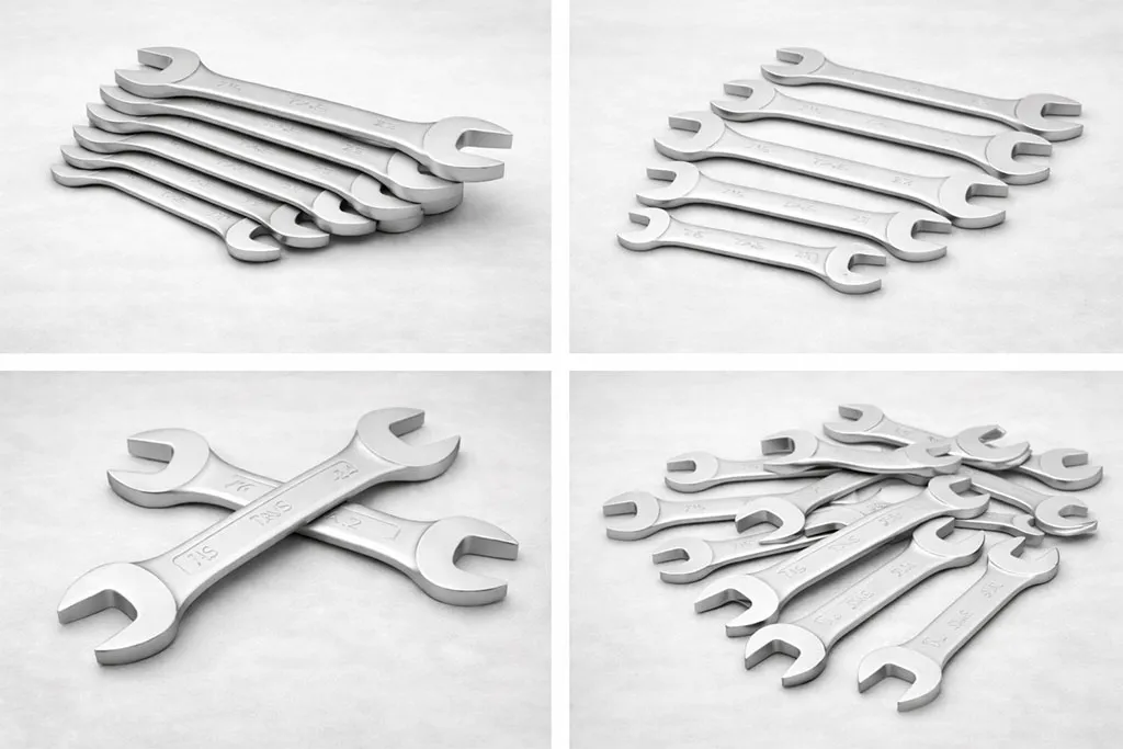 Двусторонний рожковый гаечный ключ с матовой отделкой