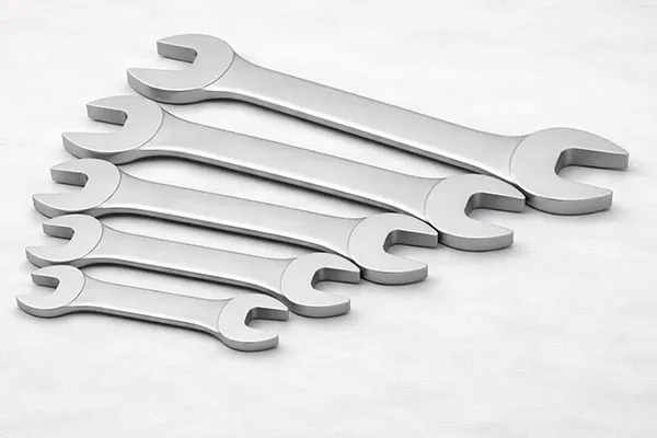 Двусторонний рожковый гаечный ключ с матовой отделкой